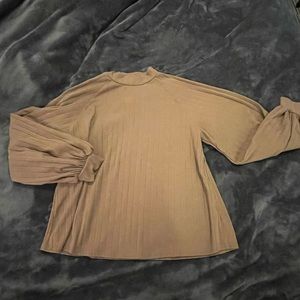 Tan blouse with balloon sleeves